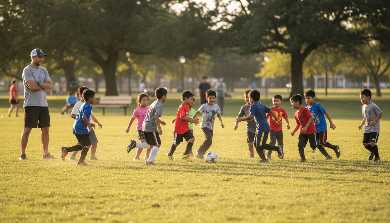 Kids during a beginner volleyball practice at a school gym