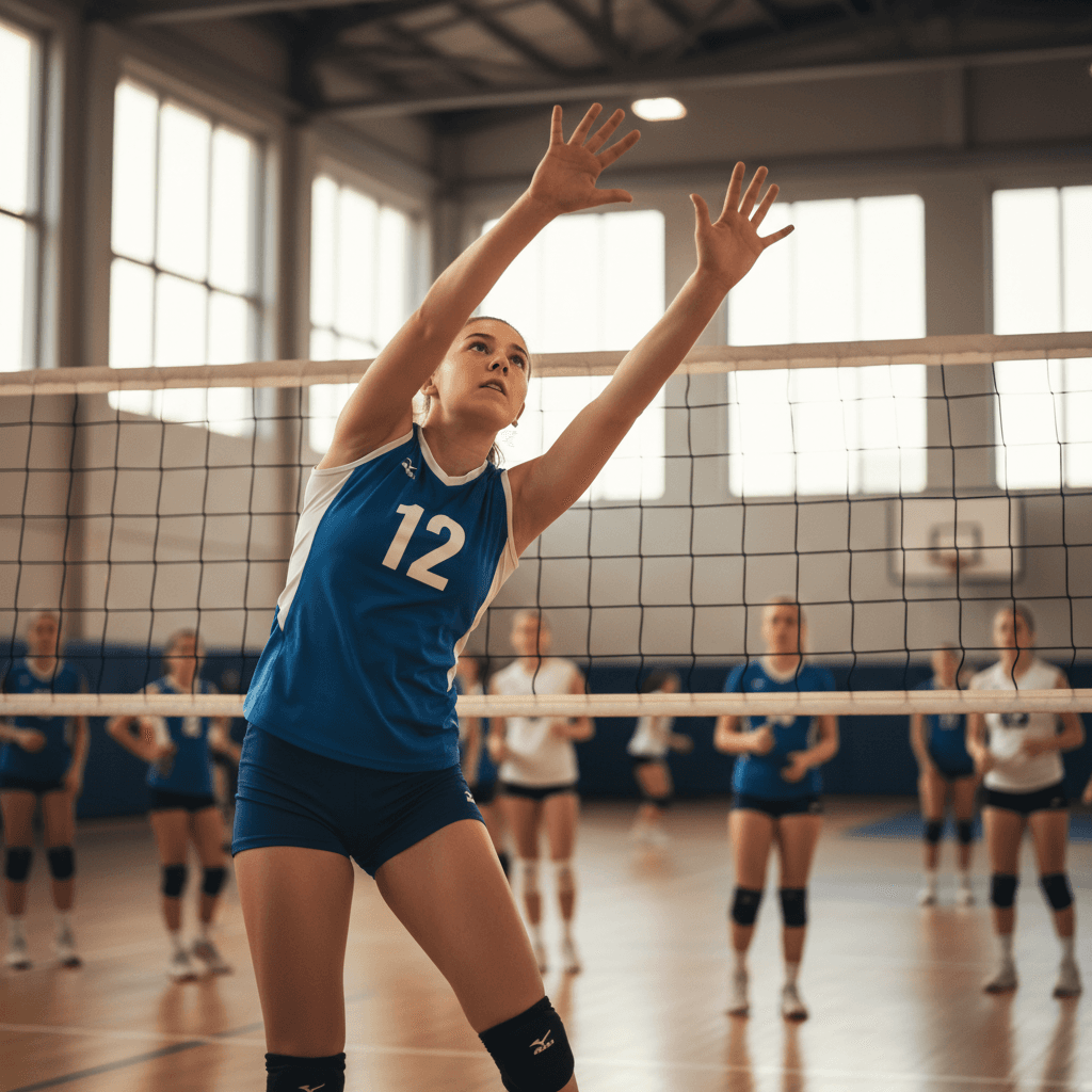 Child moving into position on the court